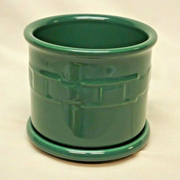 Longaberger Pottery Ivy Green 1 Pint Crock with New Coaster / Lid & Certificate - Picture 7 of 12